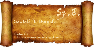 Szoták Bennó névjegykártya